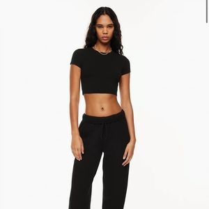 Aritzia Black TNA Chill Ortiz Cropped T-Shirt